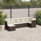 7-delige Loungeset met kussens poly rattan bruin