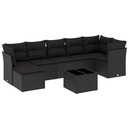 8-Delige Loungeset Met Kussens Poly Rattan Zwart