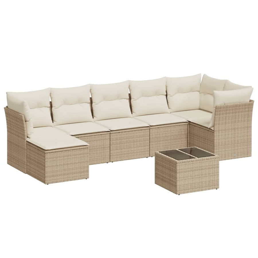 8-Delige Loungeset Met Kussens Poly Rattan Beige