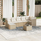 8-piece Lounge Set with Cushions Poly Rattan Beige