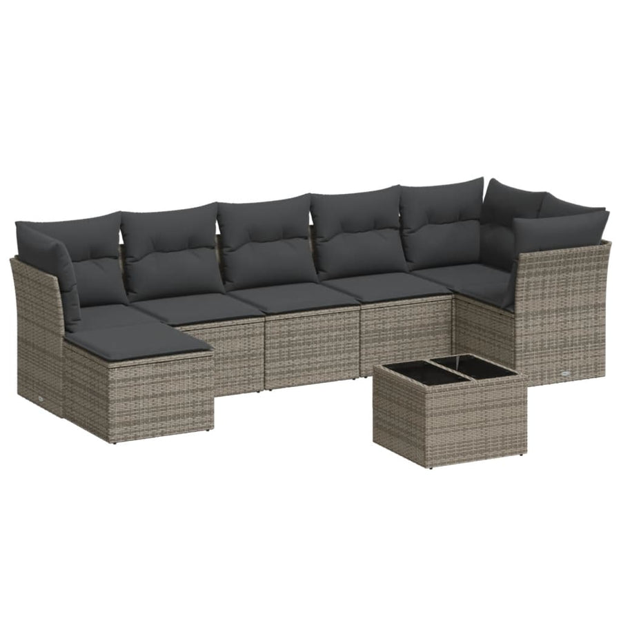 8-Delige Loungeset Met Kussens Poly Rattan Grijs