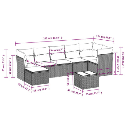 8-Delige Loungeset Met Kussens Poly Rattan Grijs