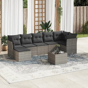 Loungeset 8-delig poly rattan grijs