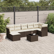 Loungeset poly rattan bruin 8-delig