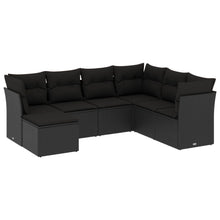 7-Delige Loungeset Met Kussens Poly Rattan Zwart