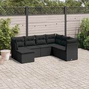 Loungeset 7-delig poly rattan zwart