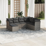 Loungeset 7-delig poly rattan grijs