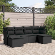 Loungeset 6-delig poly rattan zwart