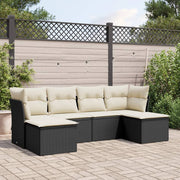 Loungeset 6-delig poly rattan zwart