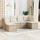 6-piece Lounge Set with cushions poly rattan beige