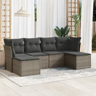 6-piece Lounge Set with Cushions Poly Rattan Grey