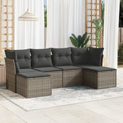 Loungeset 6-delig poly rattan grijs