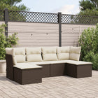 6-piece Lounge Set with Cushions Poly Rattan Brown