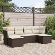 Loungeset 6-delig poly rattan bruin