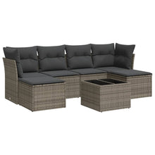 7-Delige Loungeset Met Kussens Poly Rattan Grijs