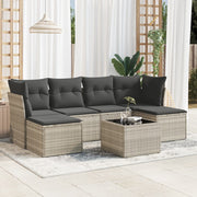 Loungeset 7-delig poly rattan lichtgrijs