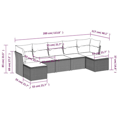 7-Delige Loungeset Met Kussens Poly Rattan Zwart