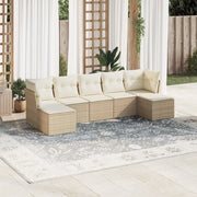 Loungeset 7-delig poly rattan beige