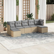 Loungeset 7-delig poly rattan beige