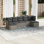 Loungeset 7-delig poly rattan grijs