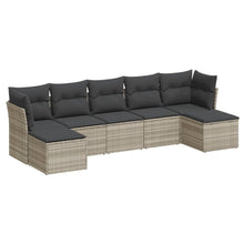 7-delige Loungeset met kussens poly rattan lichtgrijs