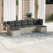 Loungeset 7-delig poly rattan lichtgrijs