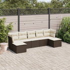 7-delige Loungeset met kussens poly rattan bruin