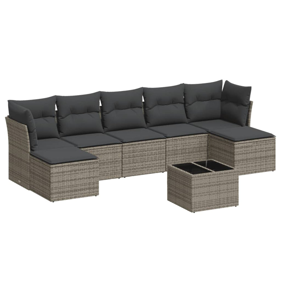 8-Delige Loungeset Met Kussens Poly Rattan Grijs