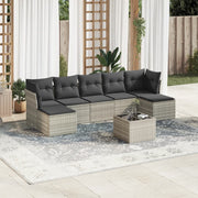 Loungeset 8-delig poly rattan lichtgrijs