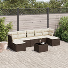 8-delige Loungeset met kussens poly rattan bruin