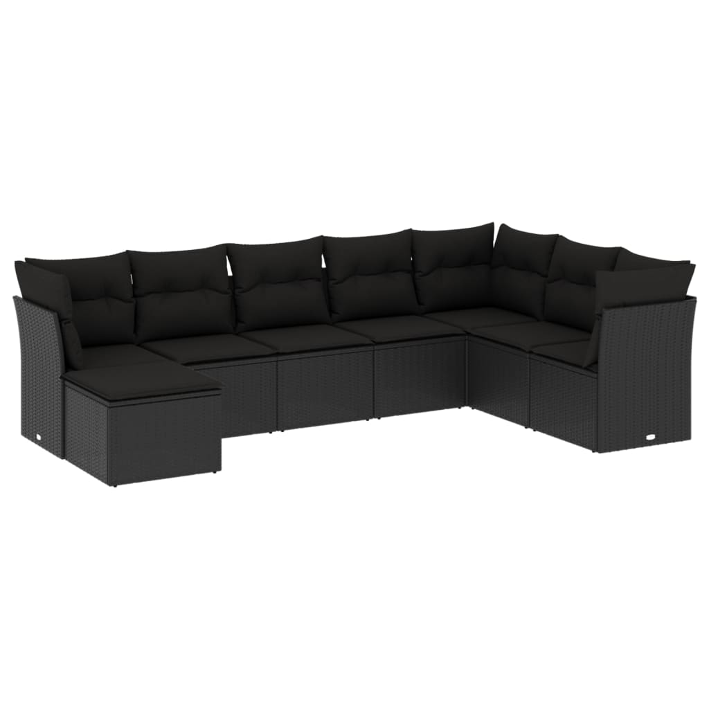 8-Delige Loungeset Met Kussens Poly Rattan Zwart