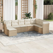 Loungeset poly rattan 8-delig beige