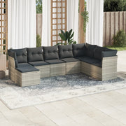 Loungeset 8-delig poly rattan lichtgrijs