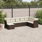 8-delige Loungeset met kussens poly rattan bruin