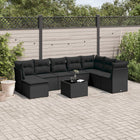 9-Delige Loungeset Met Kussens Poly Rattan Zwart