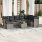 9-Delige Loungeset Met Kussens Poly Rattan Grijs