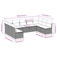9-Delige Loungeset Met Kussens Poly Rattan Zwart