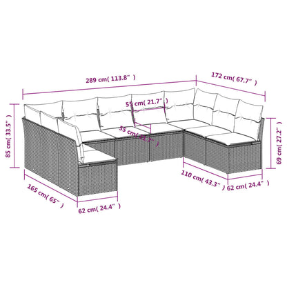 9-Delige Loungeset Met Kussens Poly Rattan Beige