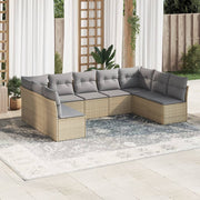 Loungeset 9-delig poly rattan beige