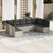 Loungeset 9-delig poly rattan lichtgrijs