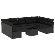 10-Delige Loungeset Met Kussens Poly Rattan Zwart