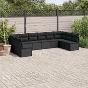 Loungeset poly rattan 10-delig zwart