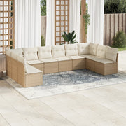 Loungeset 10-delig poly rattan beige