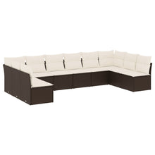 10-delige Loungeset met kussens poly rattan bruin Bruin en crème