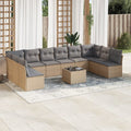 11-delige Tuinset met kussens poly rattan beige