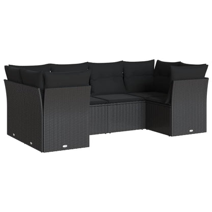 6-Delige Loungeset Met Kussens Poly Rattan Zwart
