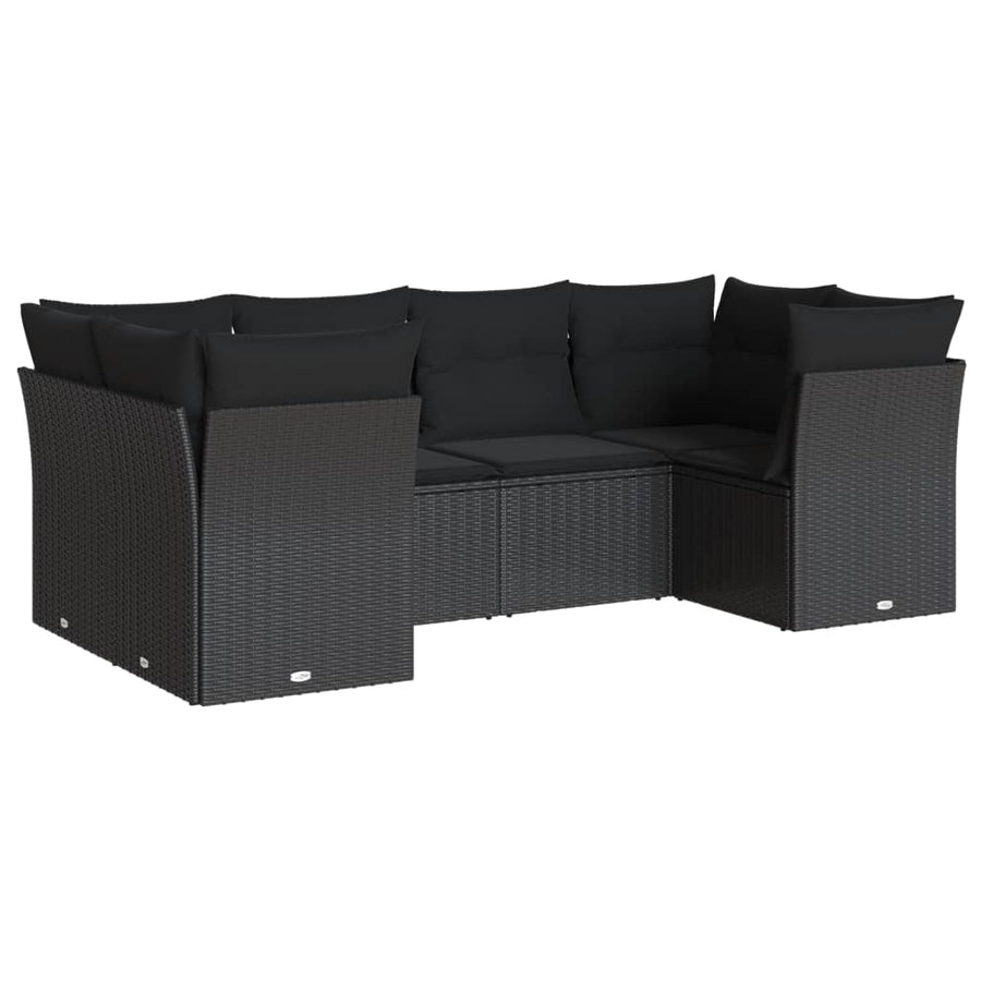 6-Delige Loungeset Met Kussens Poly Rattan Zwart