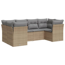 6-Delige Loungeset Met Kussens Poly Rattan Beige