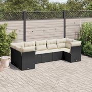 Loungeset 7-delig poly rattan zwart