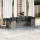 7-piece Lounge Set with Cushions poly rattan grey